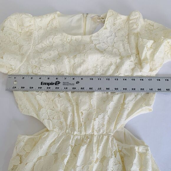NWT WAYF Dress Plaza Mini Cutout Women M Ivory Lace Overlay Puff Bridal Wedding - Picture 8 of 12